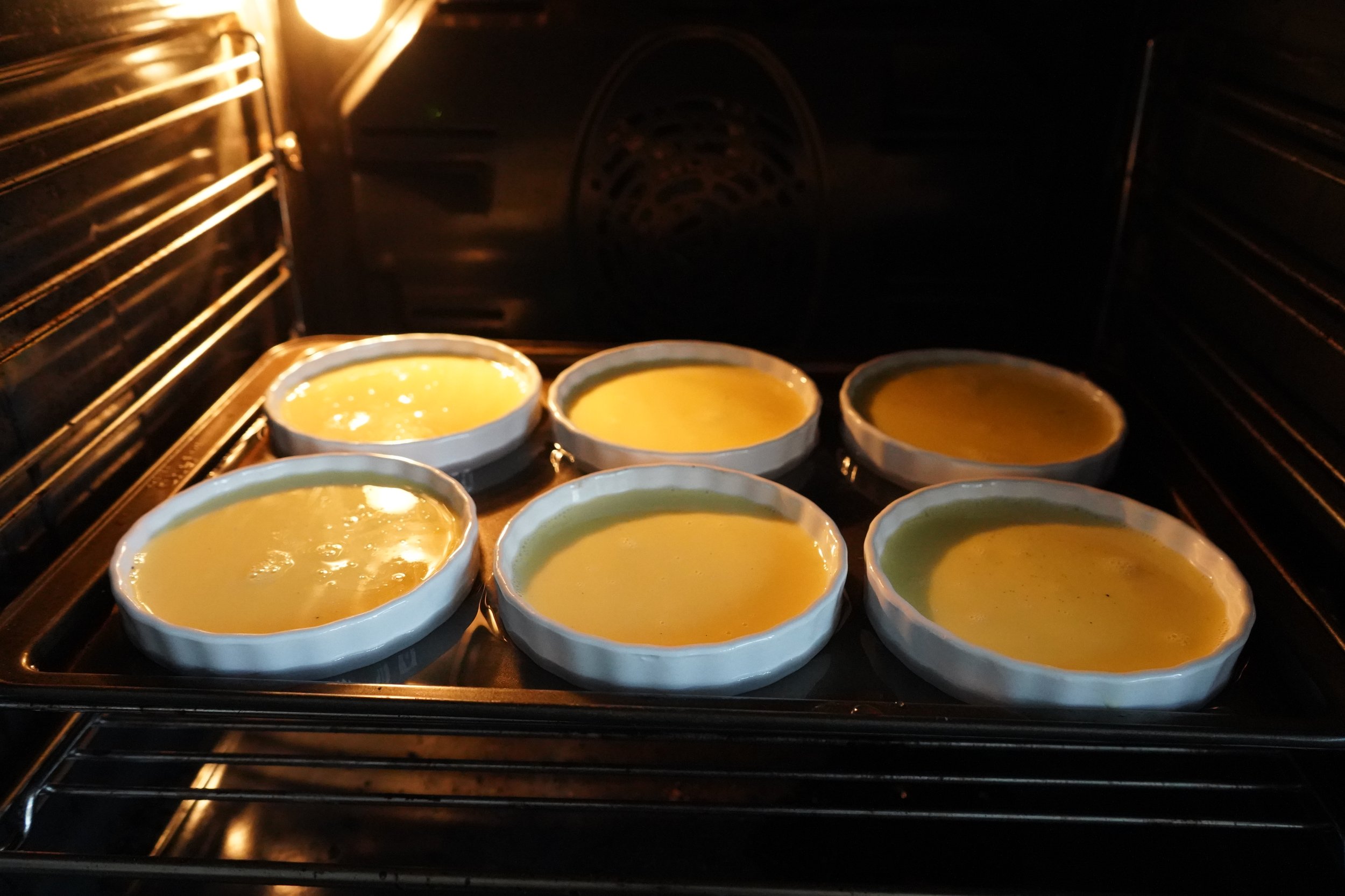 Pour water in the tray (so it cooks evenly)