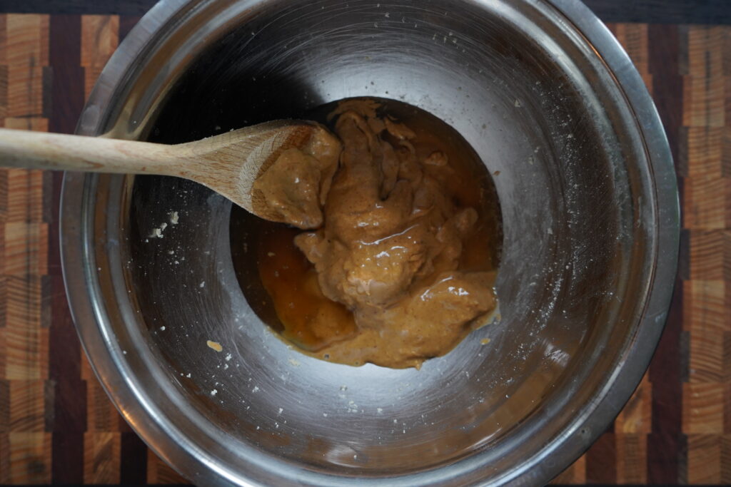 Add all the peanut butter ingredients and mix well