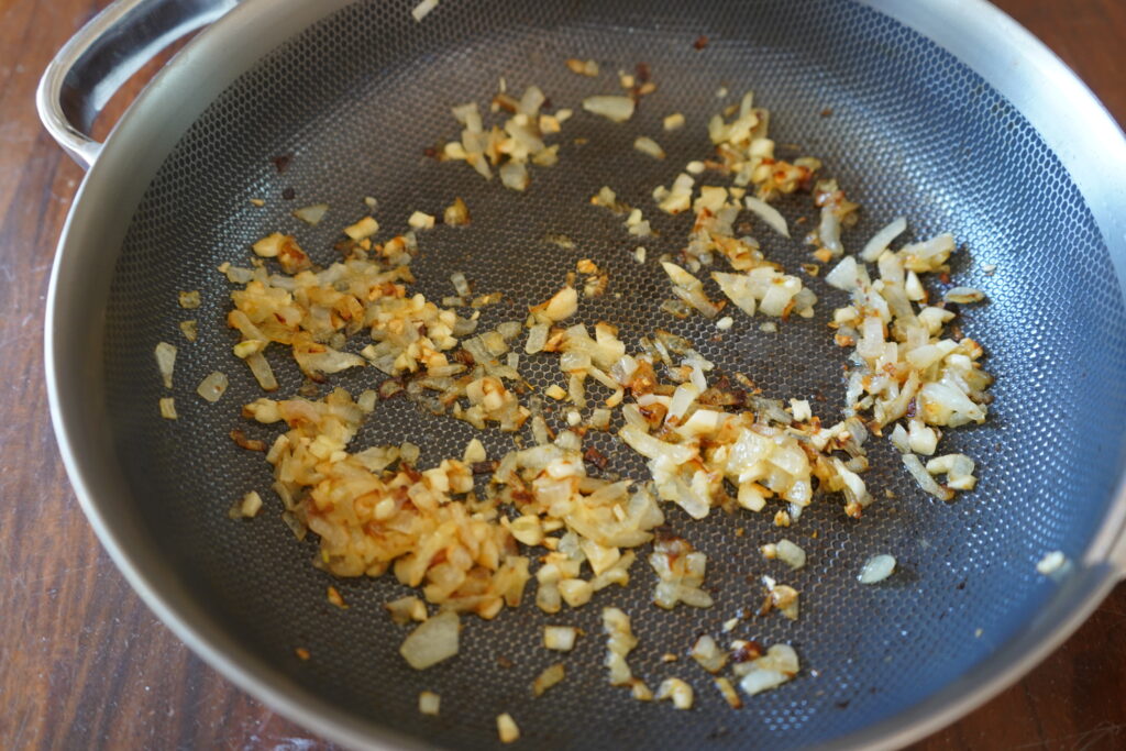 browned onions with fragrant garlic