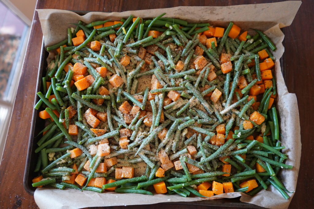 garlic powder and onion powder on top of vegetables