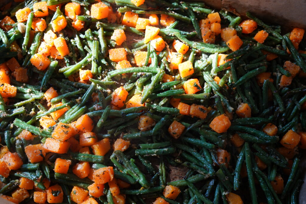 cooked vegetables in the afternoon sun