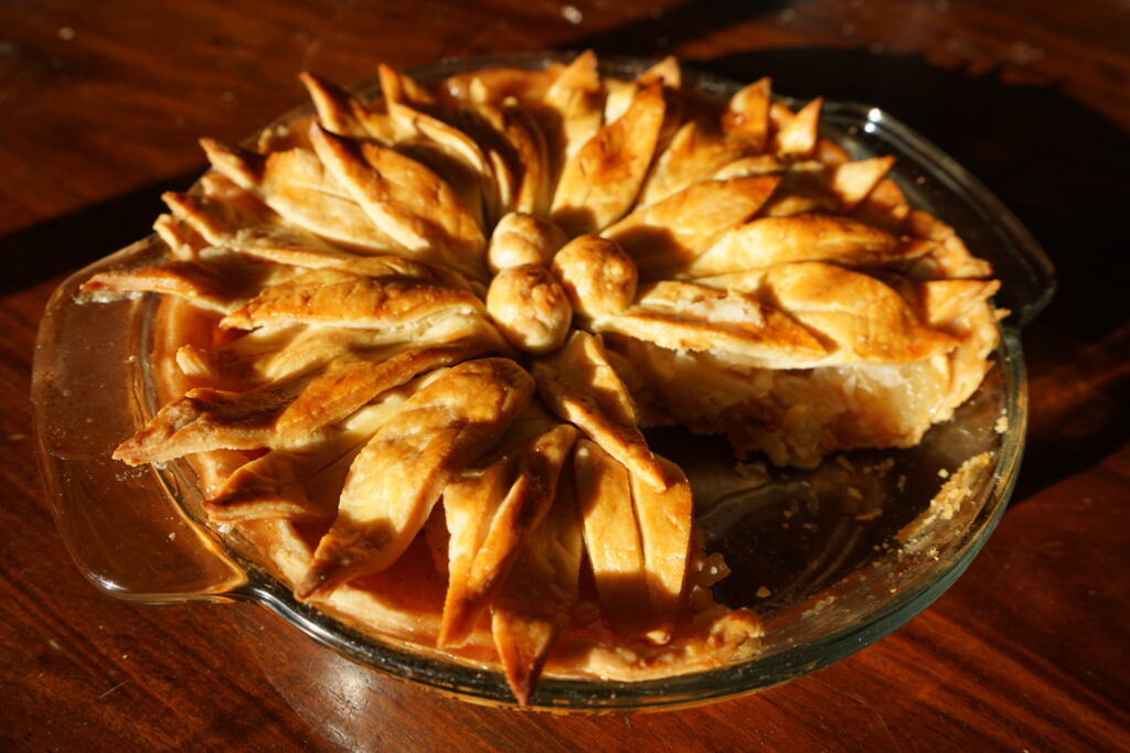 a pie with a slice taken out