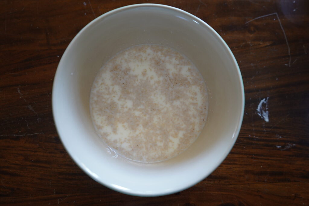 yeast and milk in a bowl