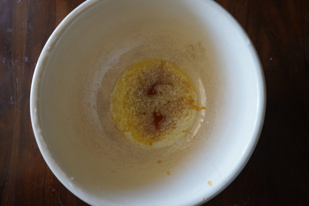 honey added to melted butter in a mixing bowl