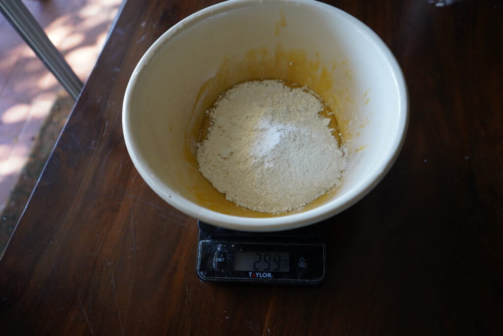 flour in a mixing bowl