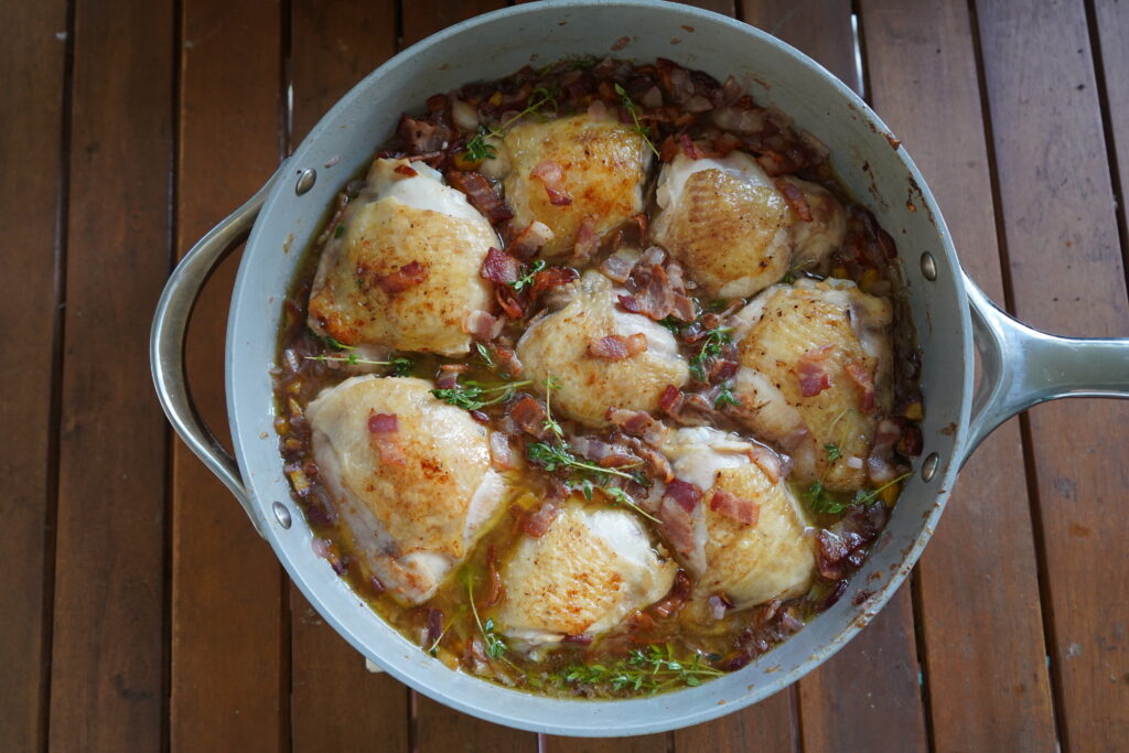 Coq Au Vin in a pan