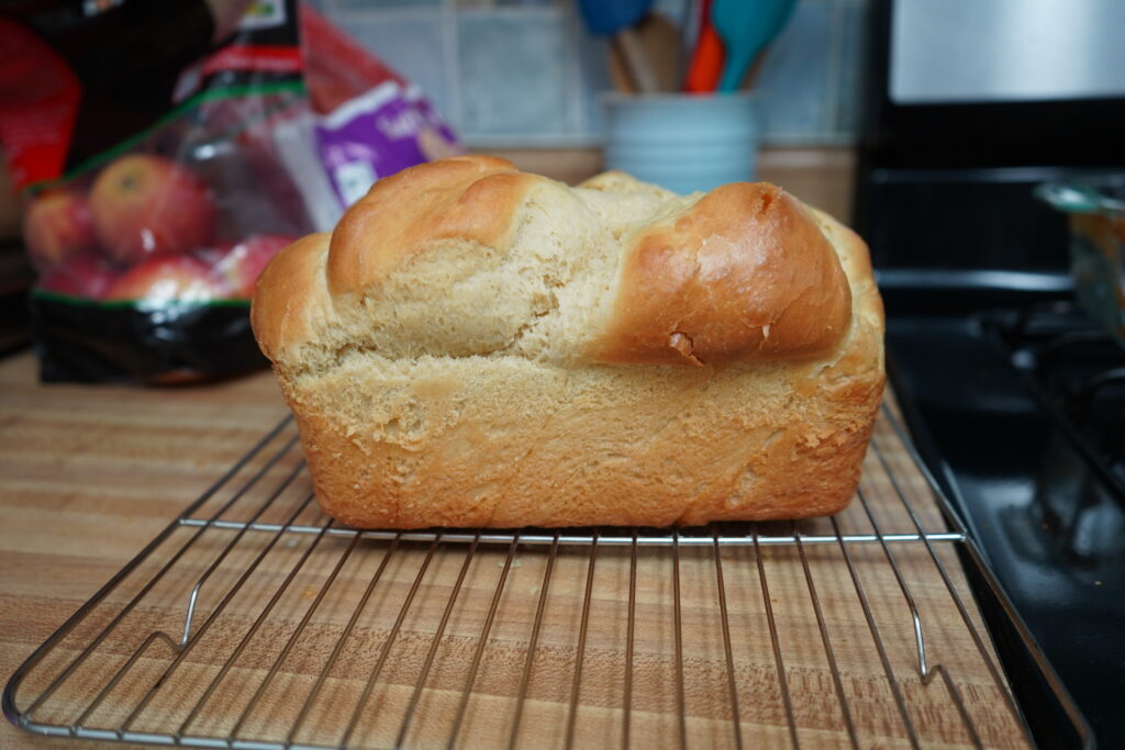 brioche cooling on a wire rack