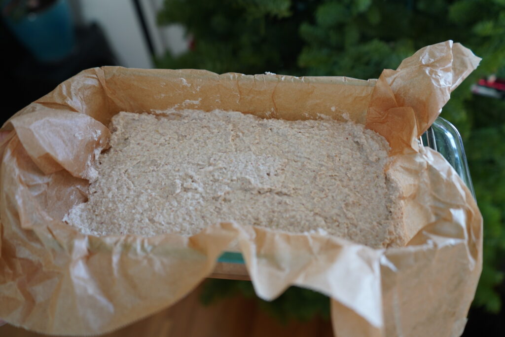 dough made of buckwheat in a baking dish