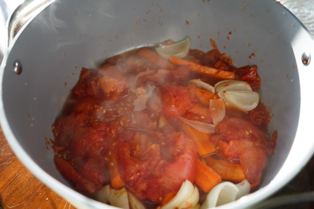 mushed vegetables about to be soup