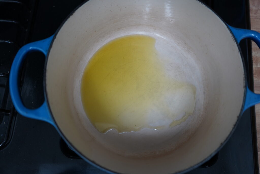 olive oil in a Dutch oven