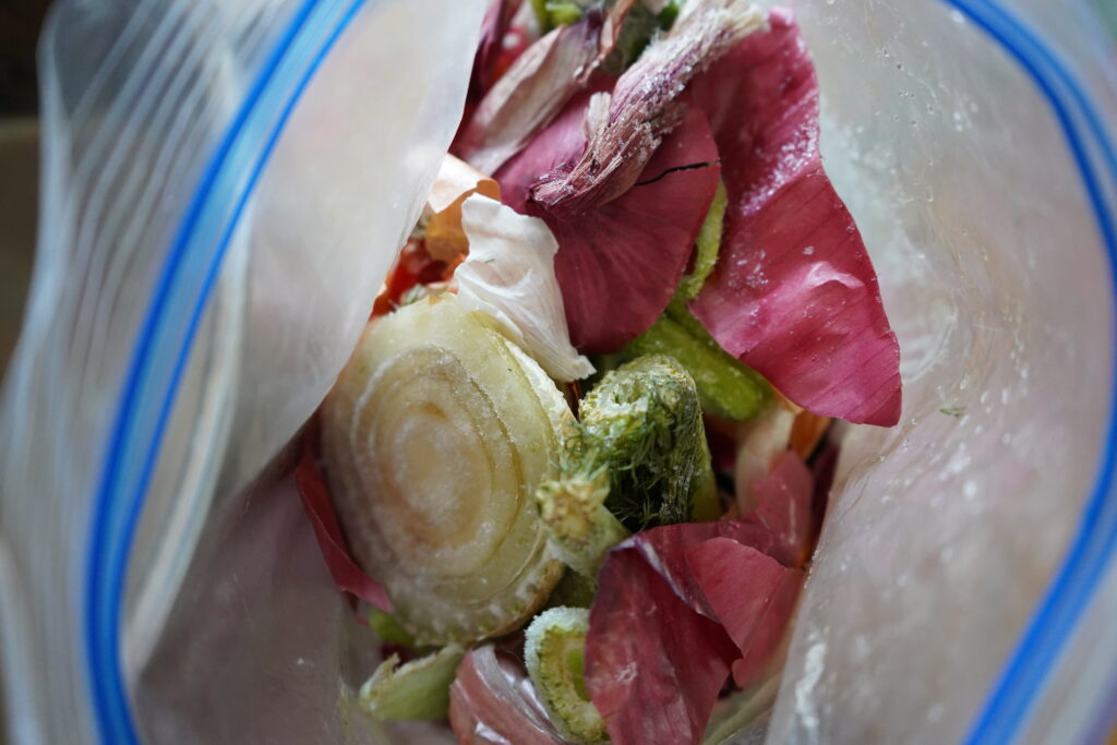 frozen vegetables in a zip lock