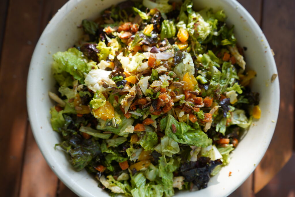 a huge bowl of mixed salad