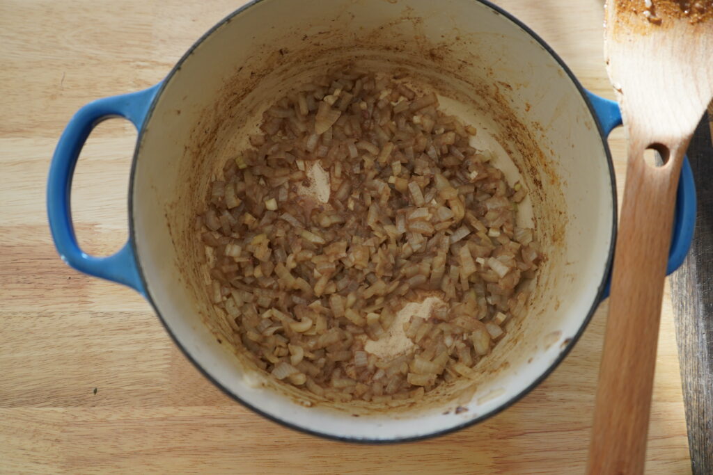 sauteed onions in a pot