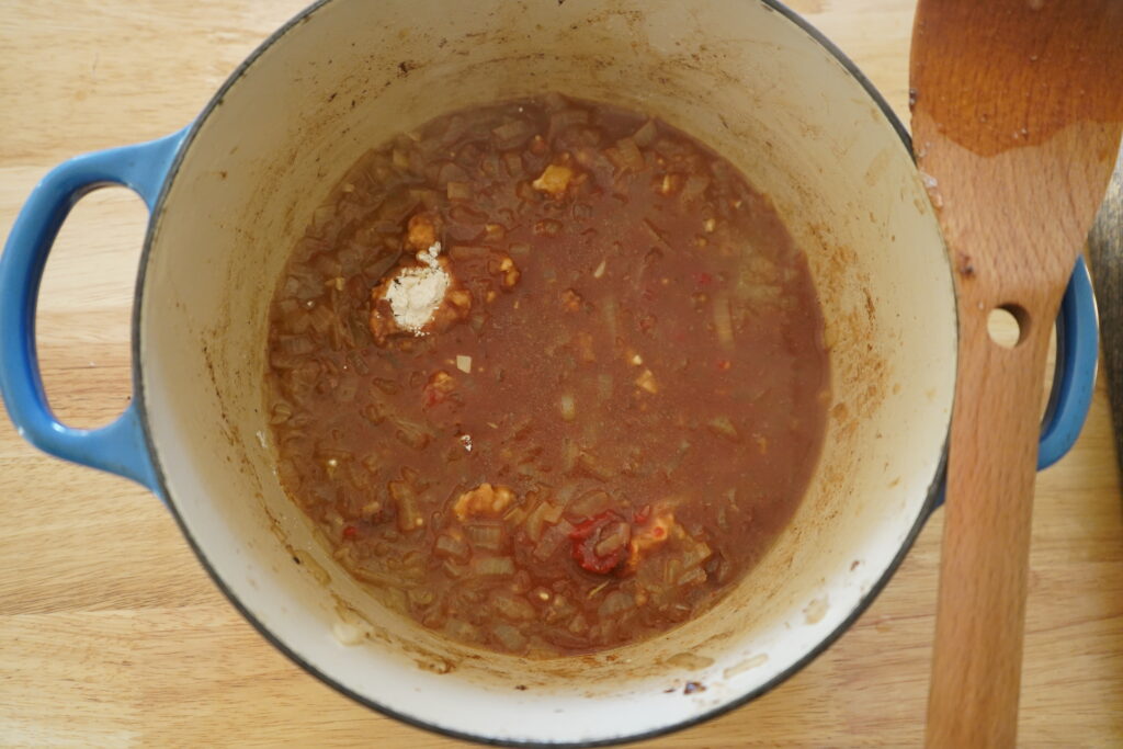 flour added to a sauteed onion pot