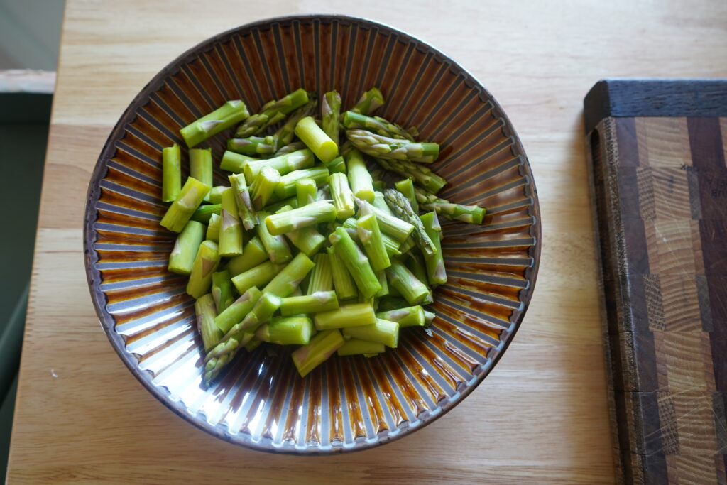 raw asparagus in a bowl