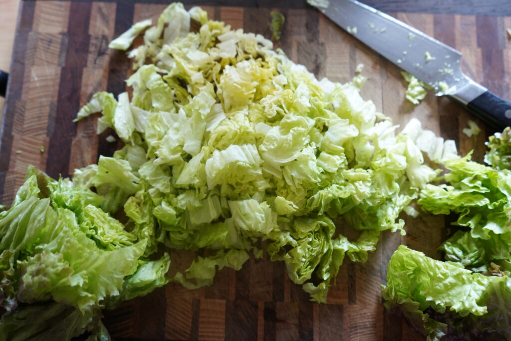 romaine chopped on a cutting board