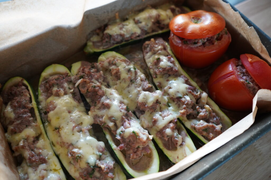 stuffed vegetable's in a baking dish