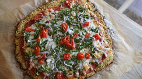 a pizza made with cauliflower pizza crust