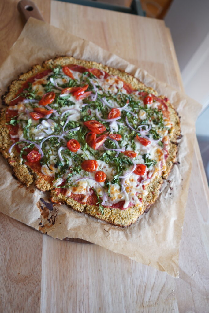 a pizza made with cauliflower dough