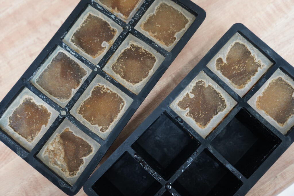 bone broth frozen in ice cube trays