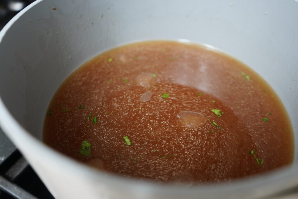 broth in a pot on the stove