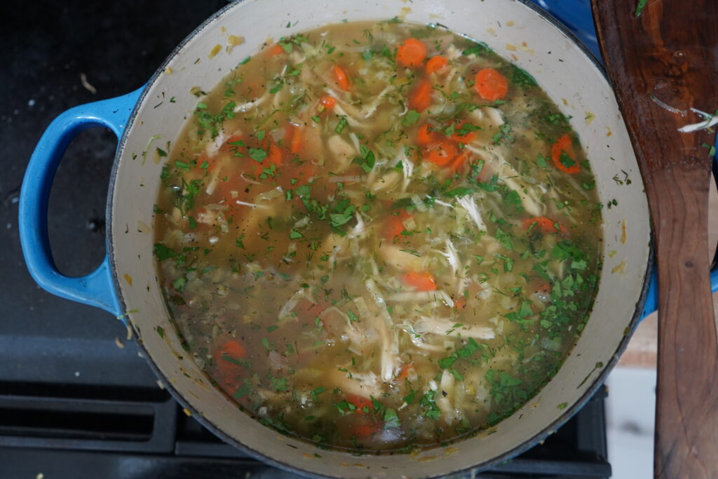 chicken soup on the oven