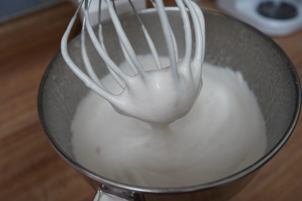 fresh made marshmallow in a stand mixer